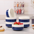 10 OZ WhiteBule Ceramic Bowls Set Of 4 - Cereal Bowl,Soup Bowls For Ki