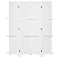 4-Panel Wall Partition Room Separator with 3 Storage Shelves Foldable