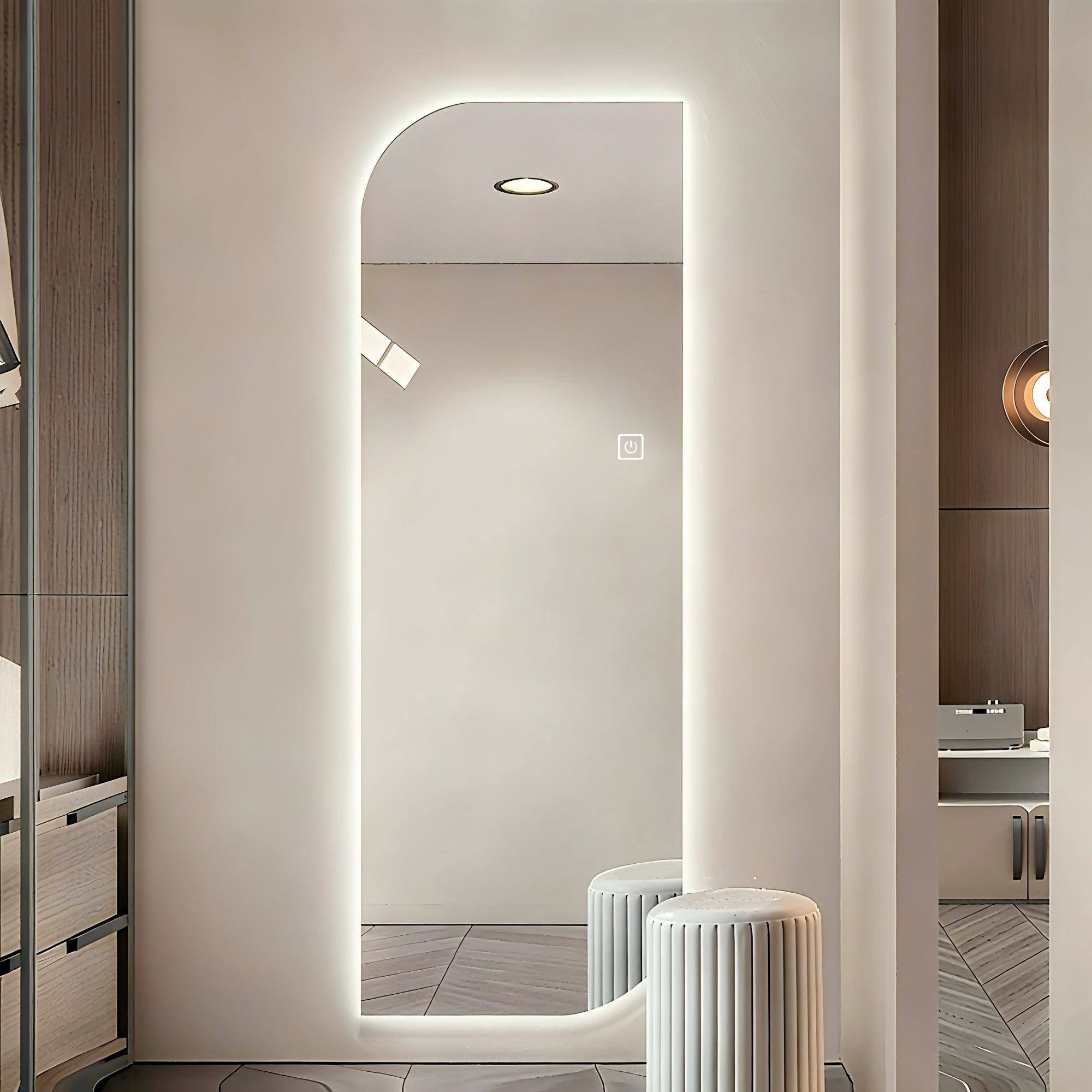 65 X 21 LED Full Length Wall Mirror, Irregular Shape Design, 3-Color D