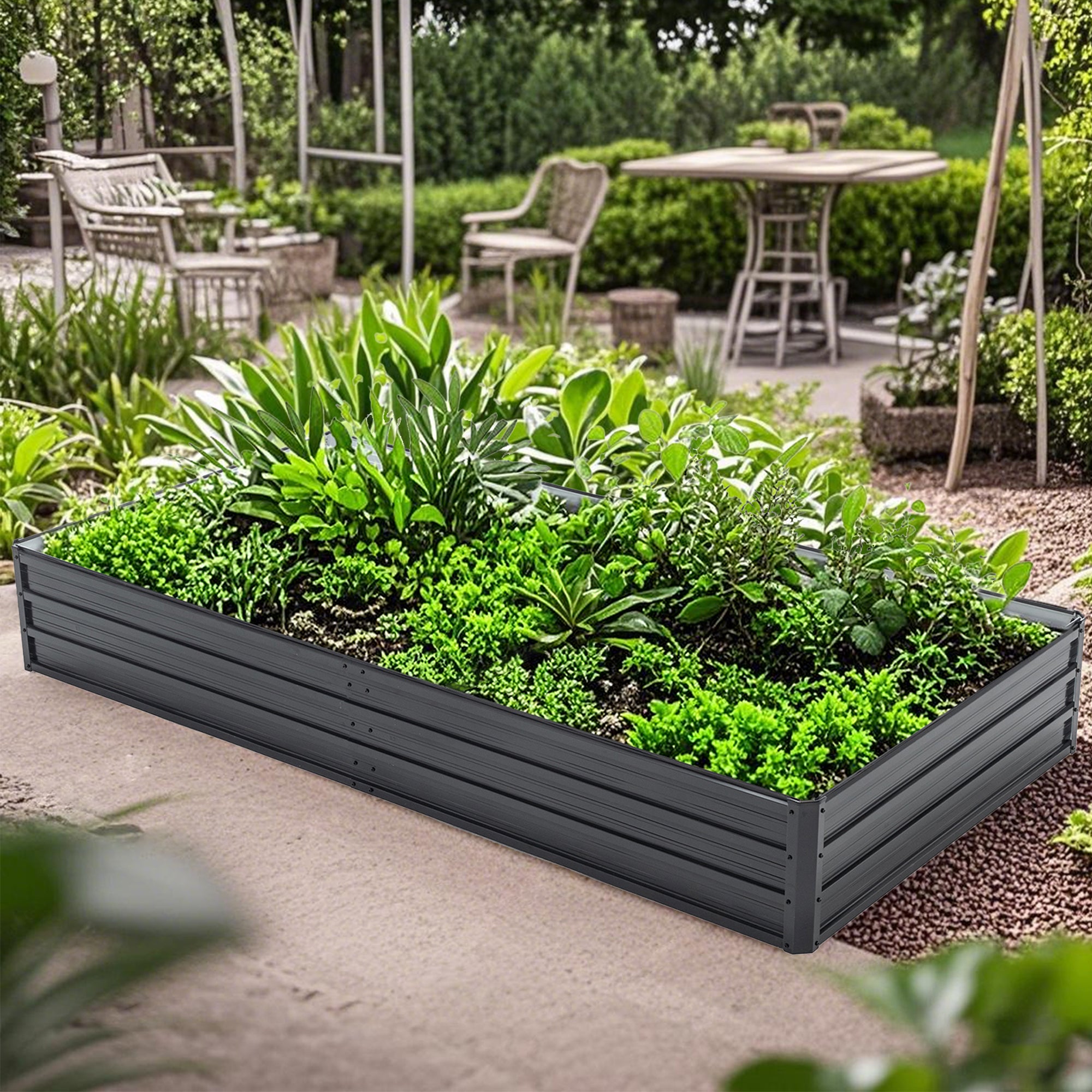 Galvanized Raised Garden Beds Outdoor // 8×4×1 ft Planter Raised Beds