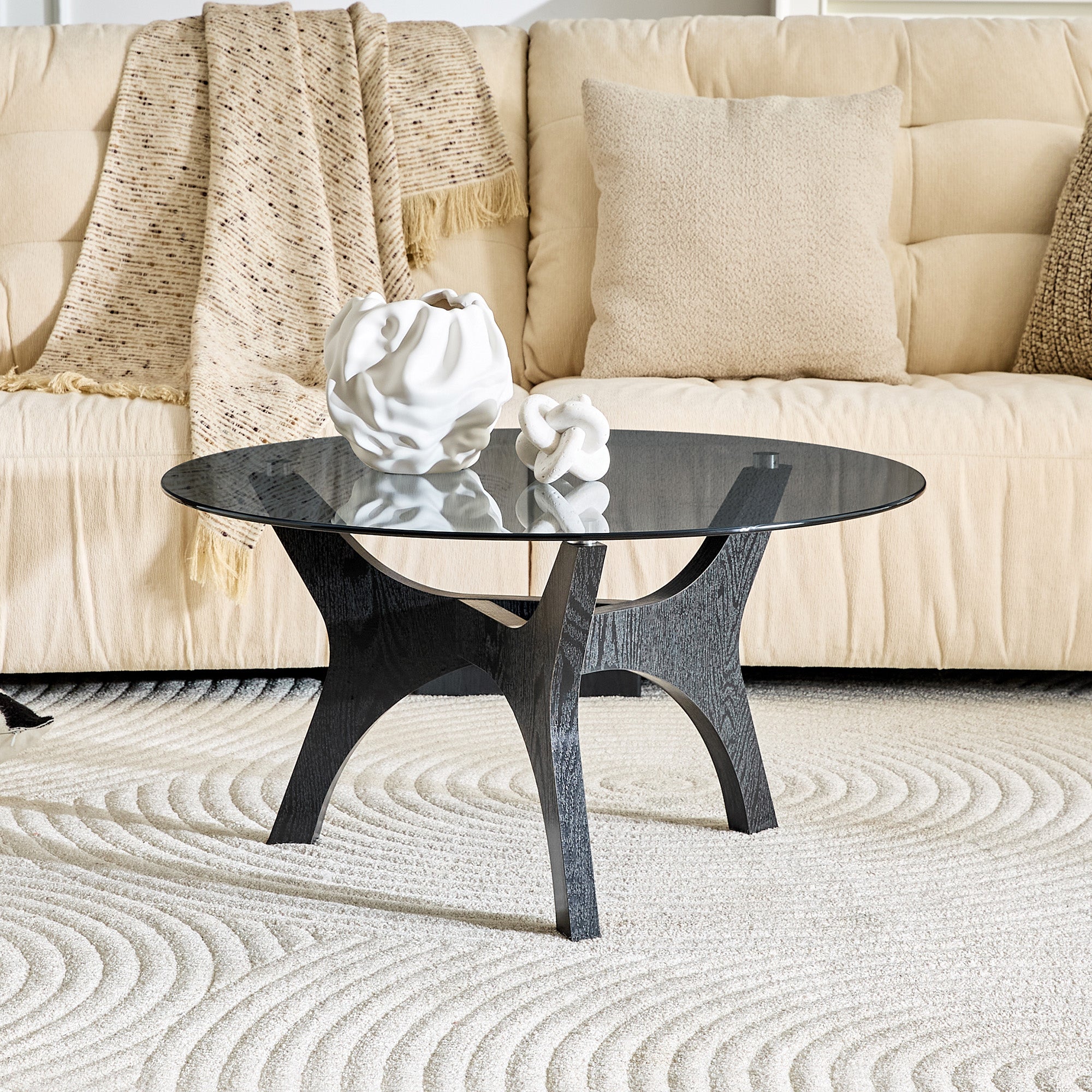 31.5 Glass Coffee Table, Mid-Century Modern Style, Ideal As A Centerpi