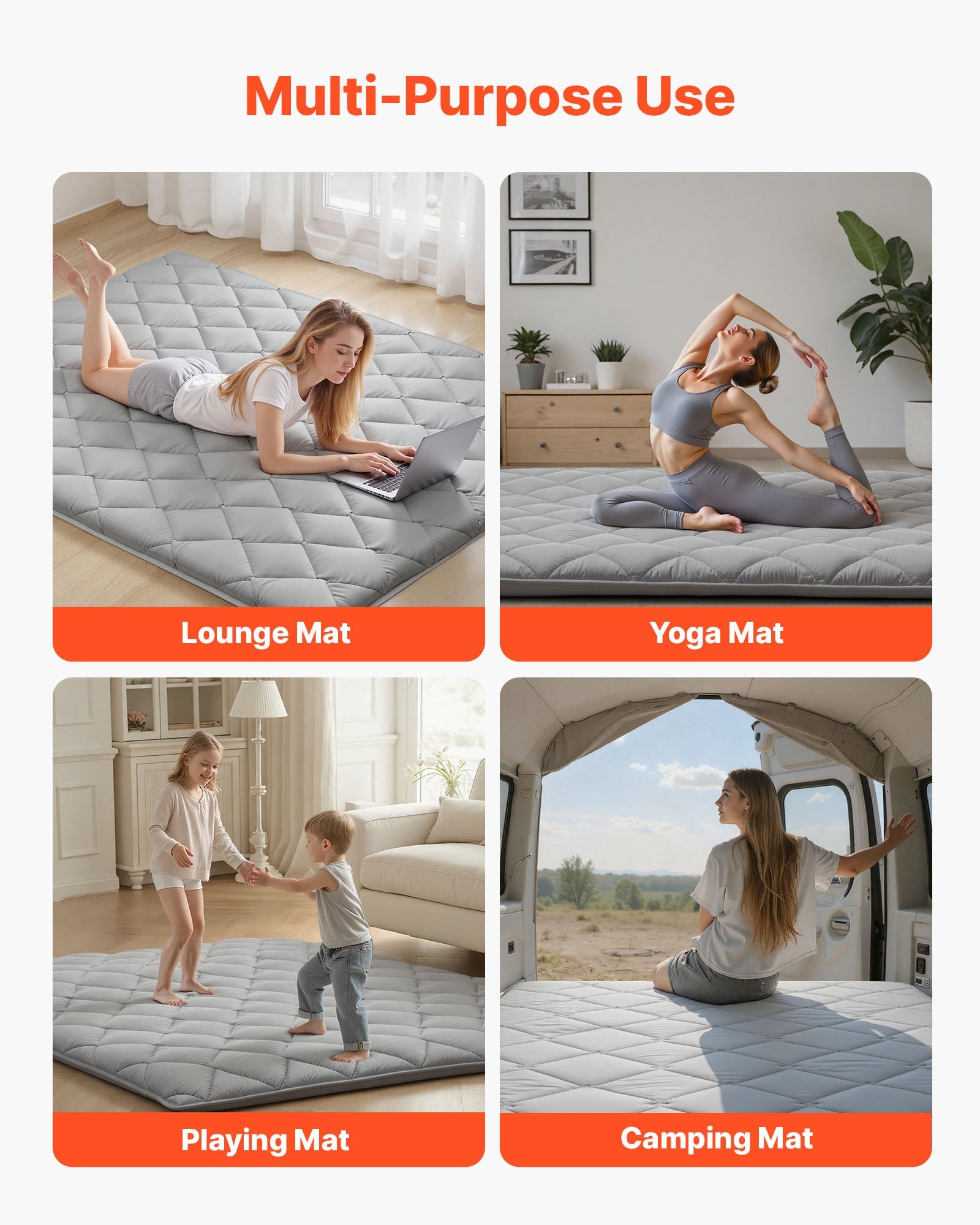 Japanese Tatami Mat, Queen Size Foldable Japanese Tatami Mattress, Fut