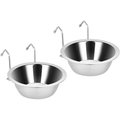 2PCS 8oz Stainless Steel Hanging Kennel Water Bowls