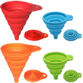 4-Pack Collapsible Silicone Kitchen Funnel Set - Small & Large Food Gr