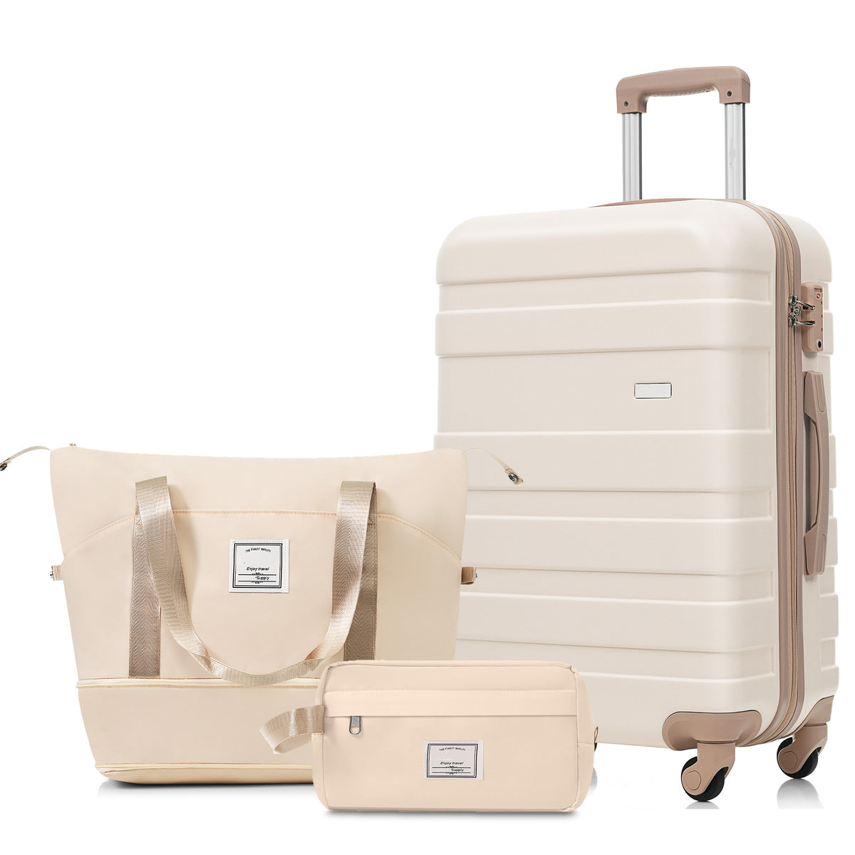 3-Piece Luggage Set - 24in Checked Suitcase with TSA Lock Travel Duffe