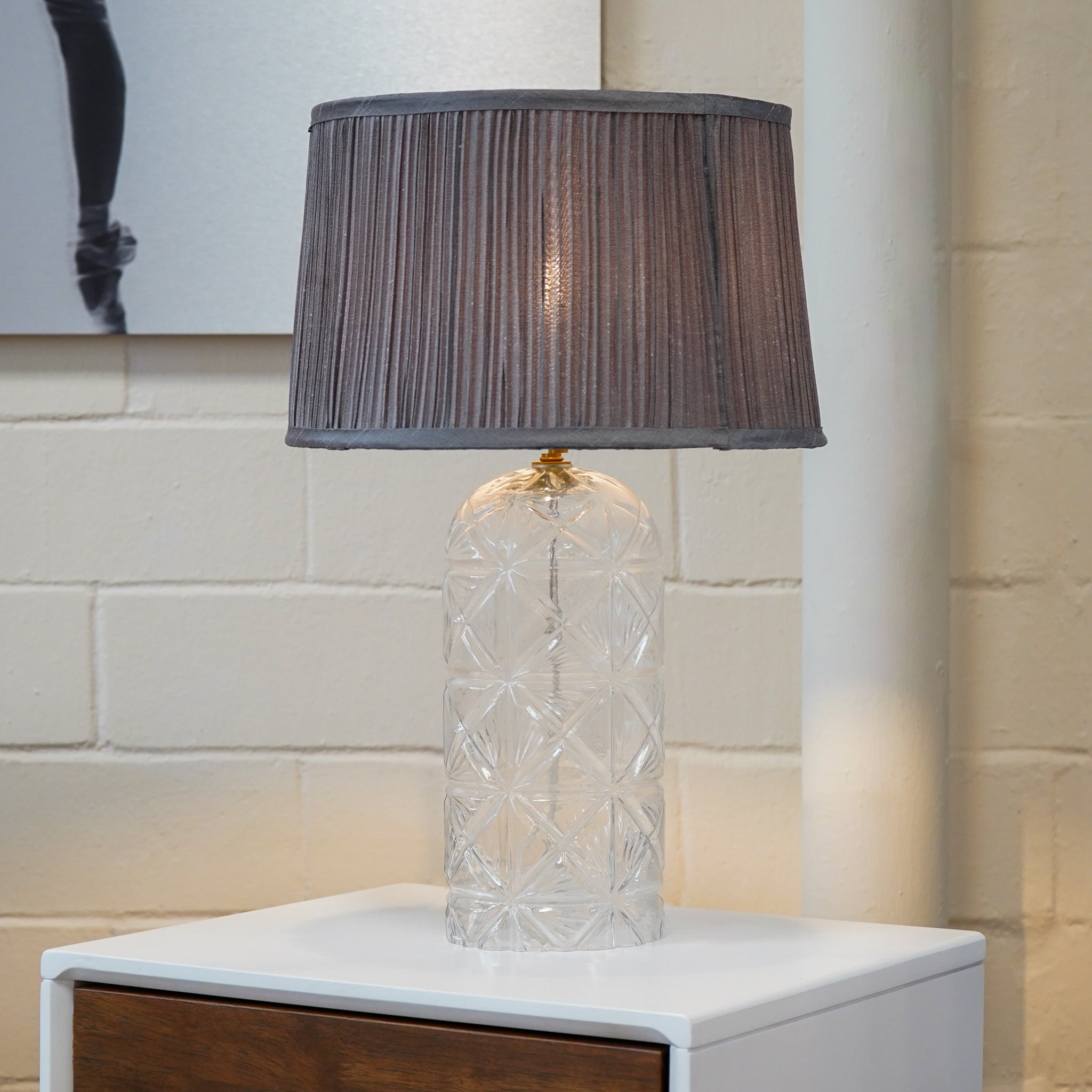 Luxora Table Lamp - Brass and Grey Glass
