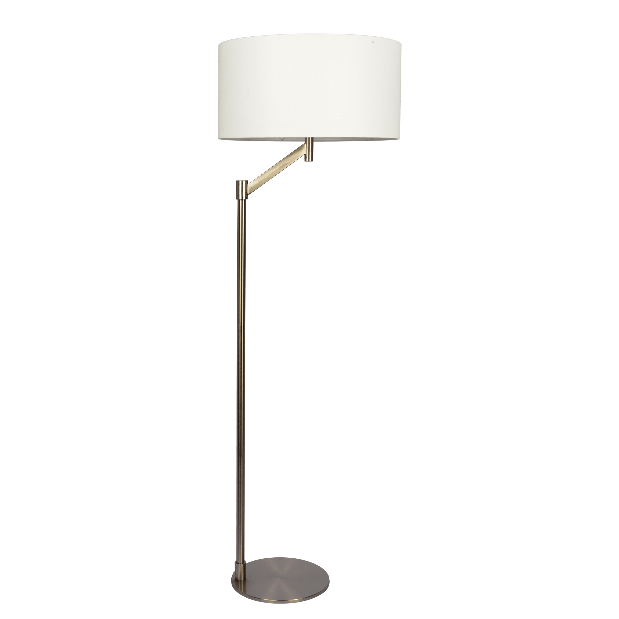 Serene Brushed Nickel Floor Lamp With Rotary Metal Base White Linen Sh