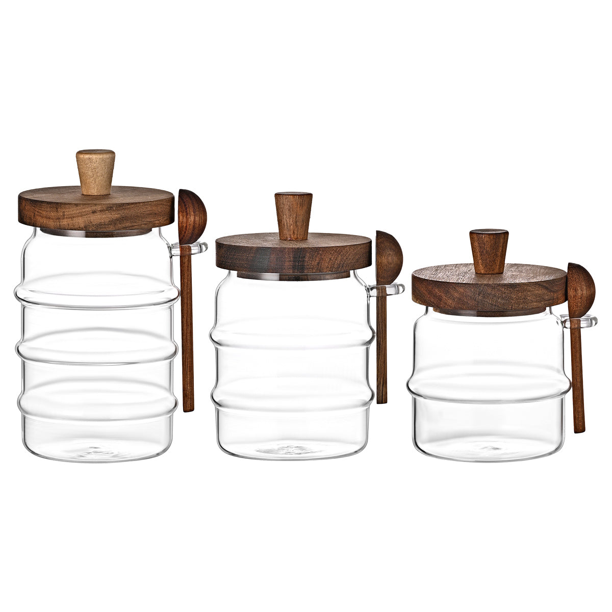3 Pcs Glass Coffee Jars With Spoons, Candy Jars, Biscuit Jars, Storage