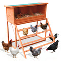 3-in-1 Nesting Boxes For Chickens With Perch And Swing- Wooden Chicken