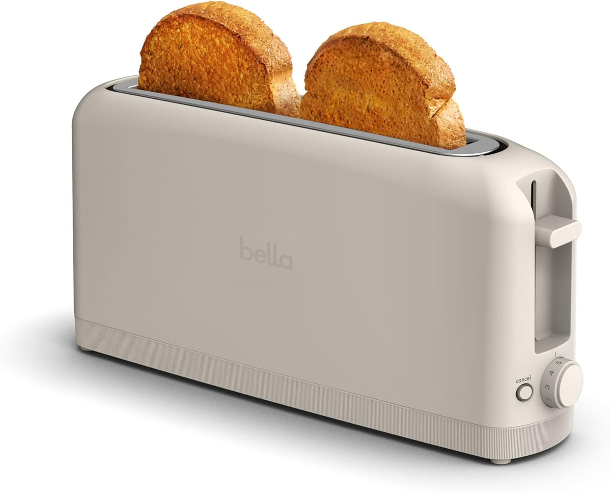 Fits-Anywhere 2 Slice Slim Toaster Long Slot Extra Wide Oatmilk Compac