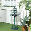 3-in-1 Garden Bird Bath Bowl Pedestal With Bird Feeder, Large Water Ba