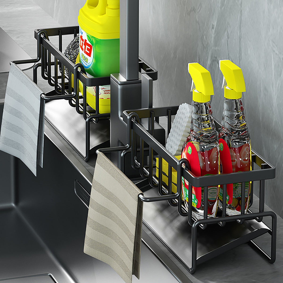 Kitchen Sink Caddy Basket Drain Rack Sponge Dishcloth Holder Storage O