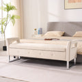 67.91 Wide Velvet Storage Soft Bench With Armrests For Living Room, En