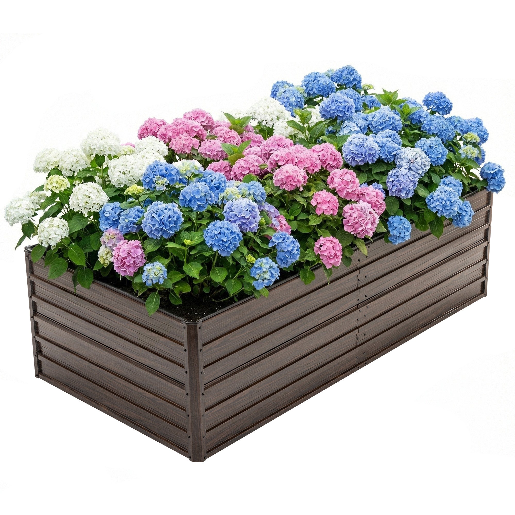Woodgrain Aesthetic & Metal Strength: 8x4x2FT Galvanized Raised Garden