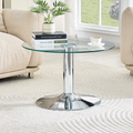 27.5-inch Diameter Round Tempered Glass Coffee Table. 17.7 Inches High