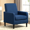 Faux Linen Upholstered Accent Chair, Modern Armchair With Solid Wood F