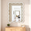 Wavy Solid Wood Mirror 30 x 40 in White