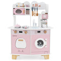 Pink Kids Coffee Kitchen Playset with Microwave Oven Stove for 3+ Year