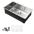 30-inch Kitchen Undermount Single Bowl Sinks, Stainless Steel Drop-In