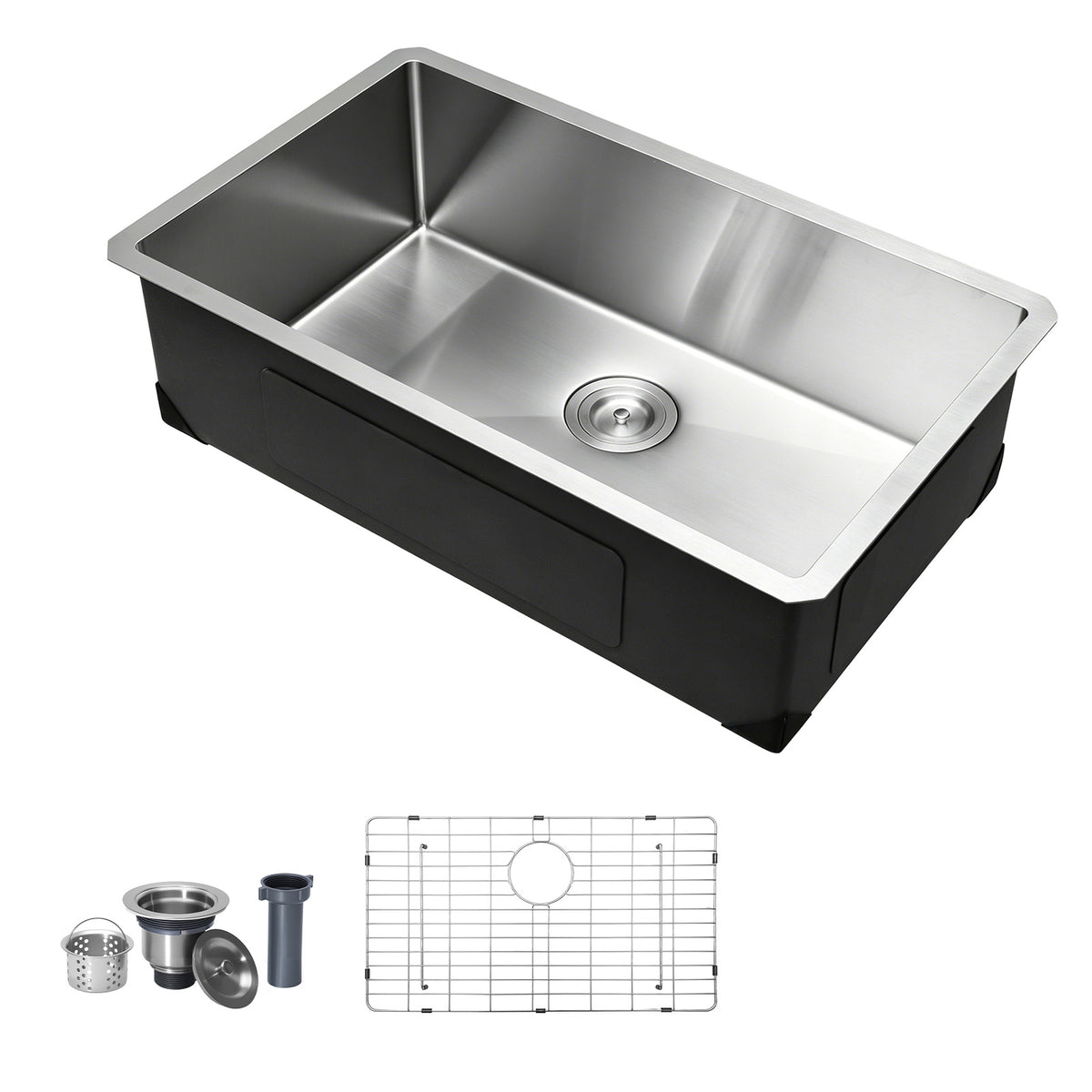 30-inch Kitchen Undermount Single Bowl Sinks, Stainless Steel Drop-In