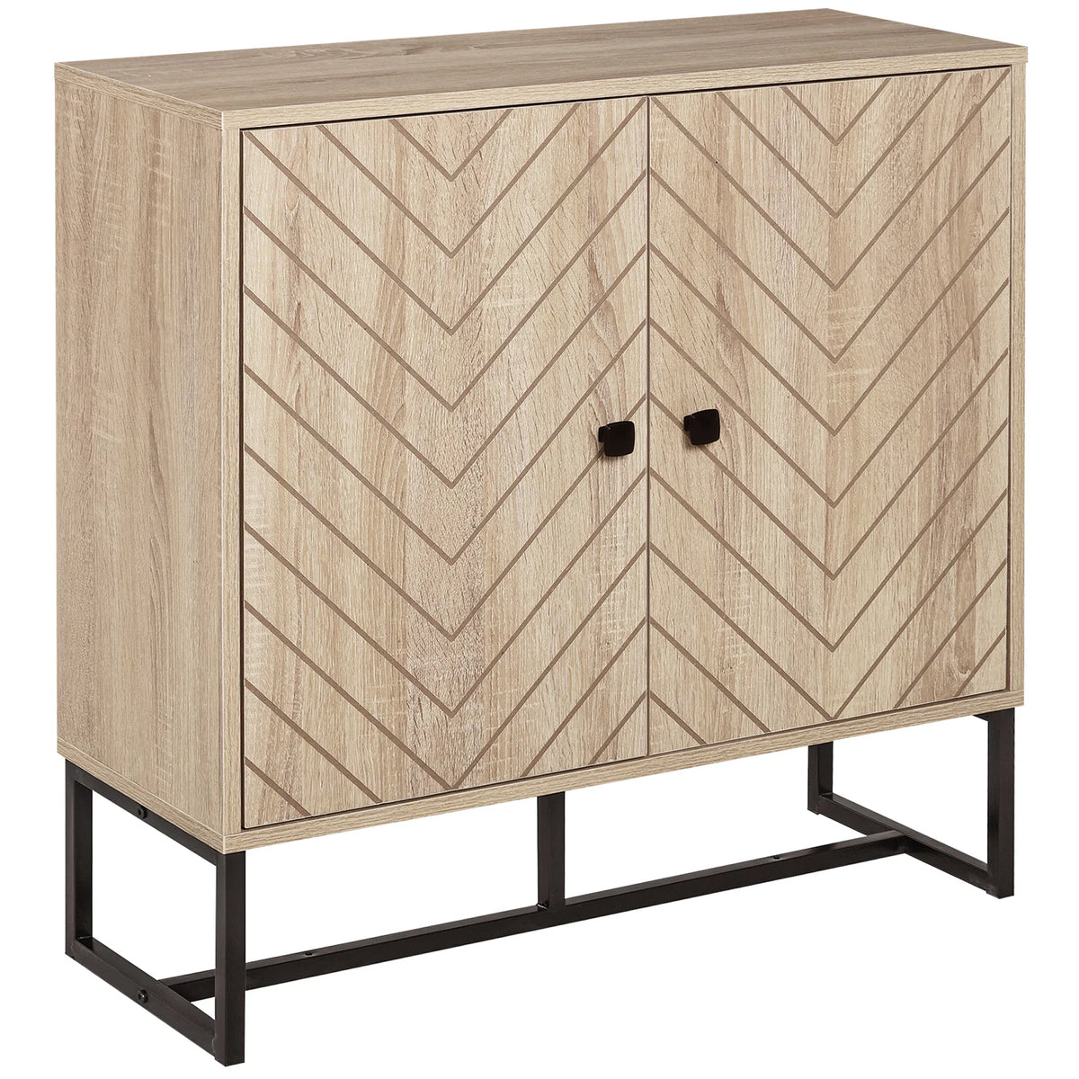 Modern Sideboard, Buffet Cabinet with 2 Chevron Doors and Adjustable S