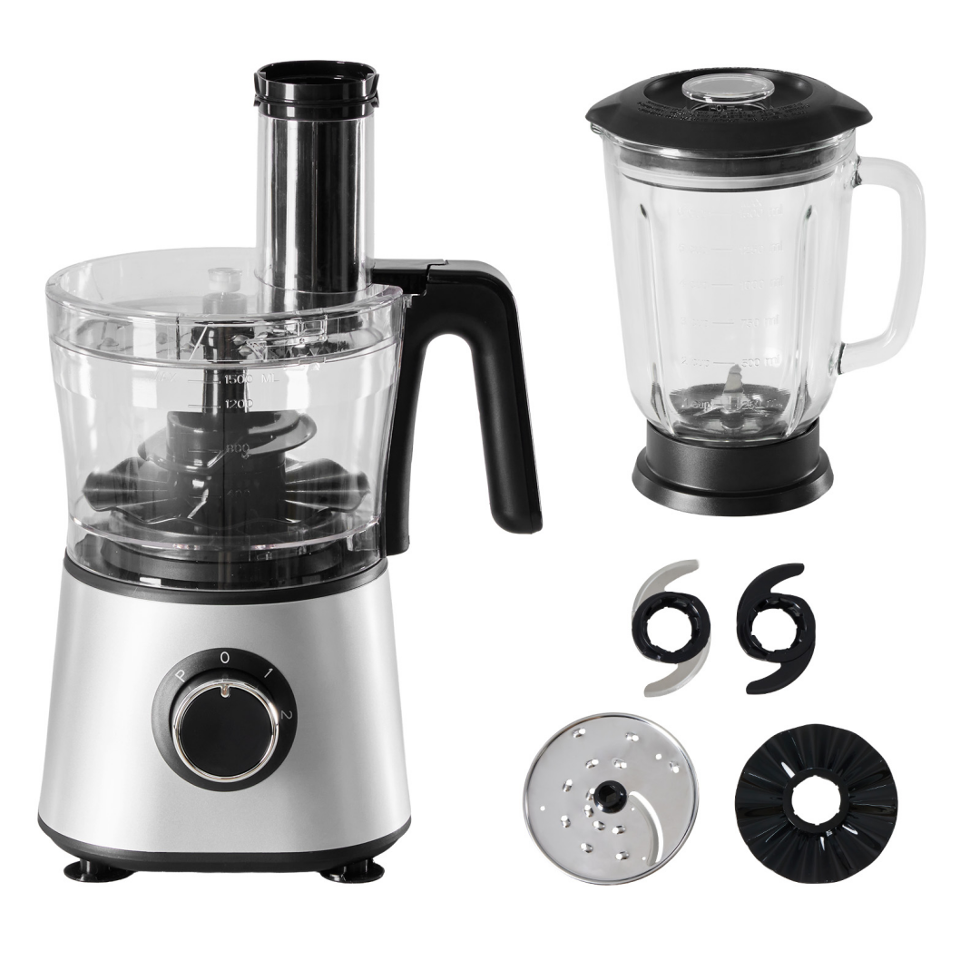 300W Food Processor With Blender & Dough Tool, 2 Speeds, Sharp Blades,