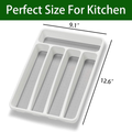 5 Compartment White Silverware Organizer Plastic Kitchen Drawer Utensi