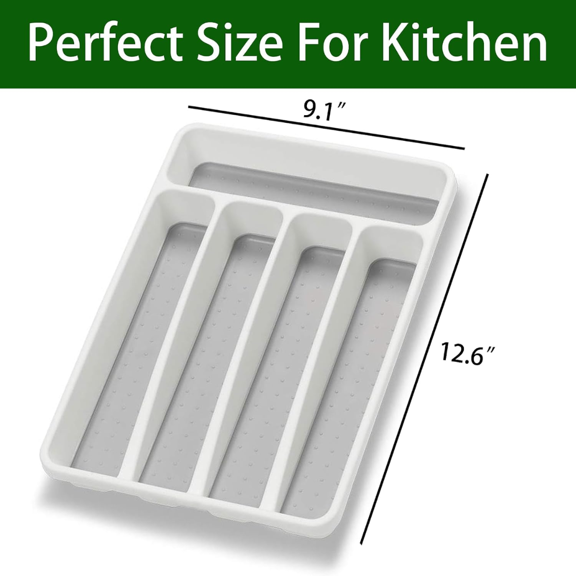 5 Compartment White Silverware Organizer Plastic Kitchen Drawer Utensi