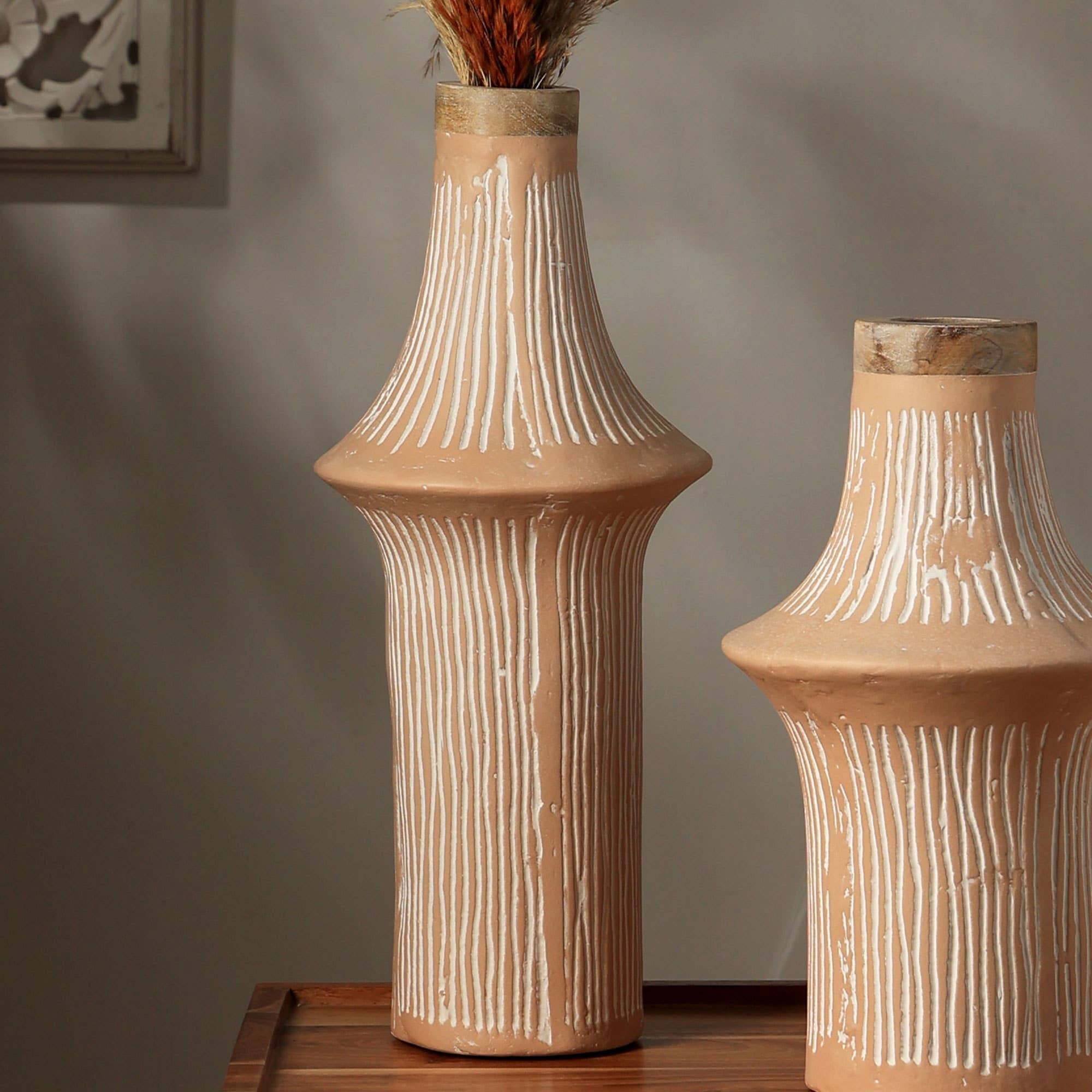 Tall Ceramic Vase with Handcrafted Details