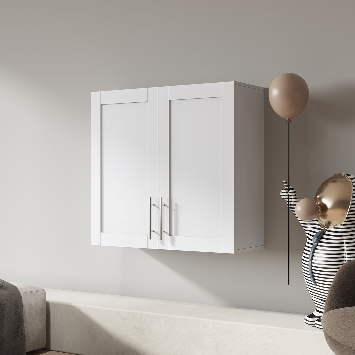 Wall Mounted Storage Cabinet Stackable Wooden Side Cabinet