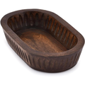 Mango Wood Decorative Bowl, Long Wooden Table Centerpiece Dish, Rustic