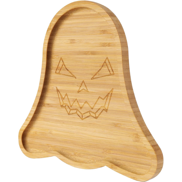 Ghost Shaped Bamboo Serving Tray, 10 X 9 Inch Wooden Charcuterie Board