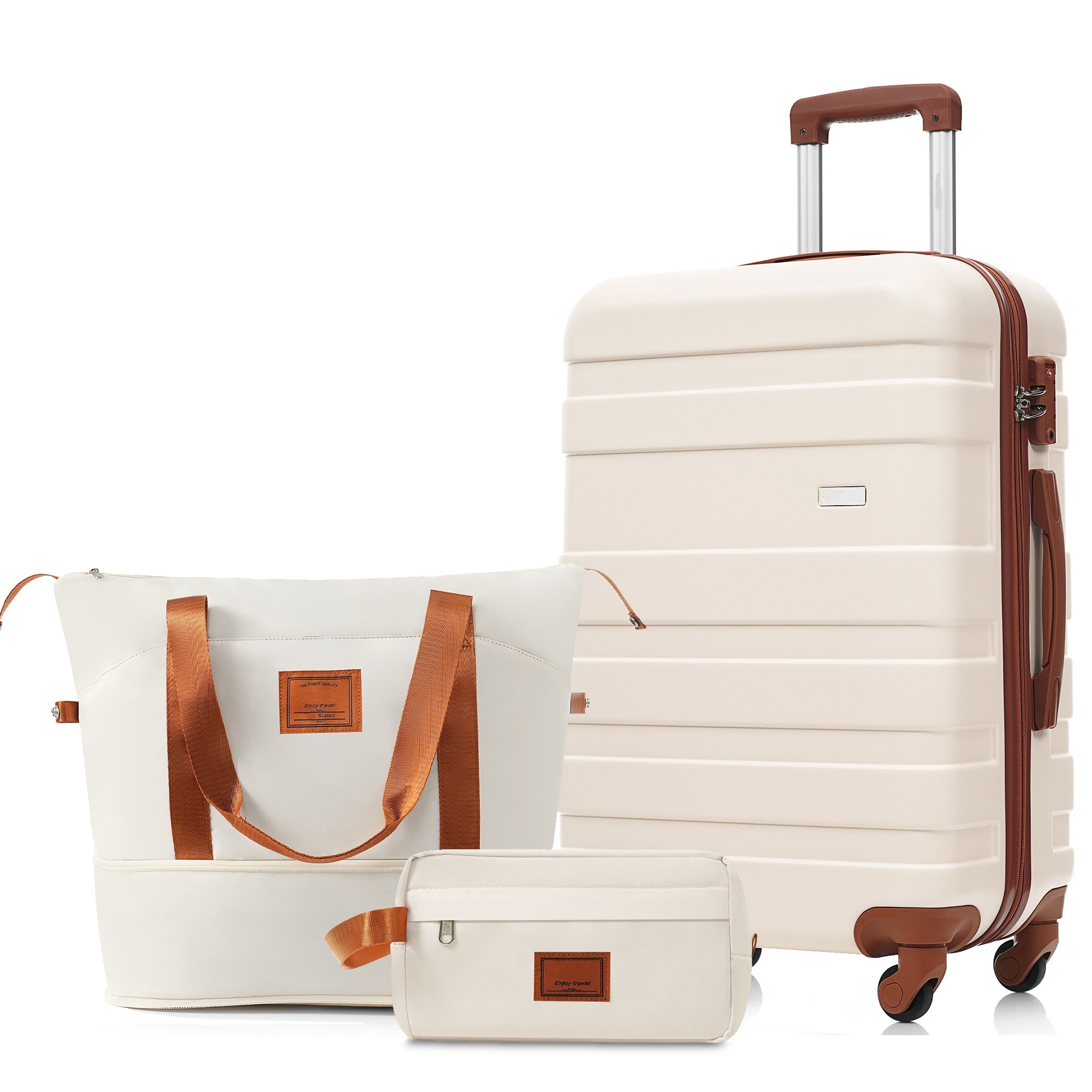 3-Piece Luggage Set - 24in Checked Suitcase with TSA Lock Travel Duffe