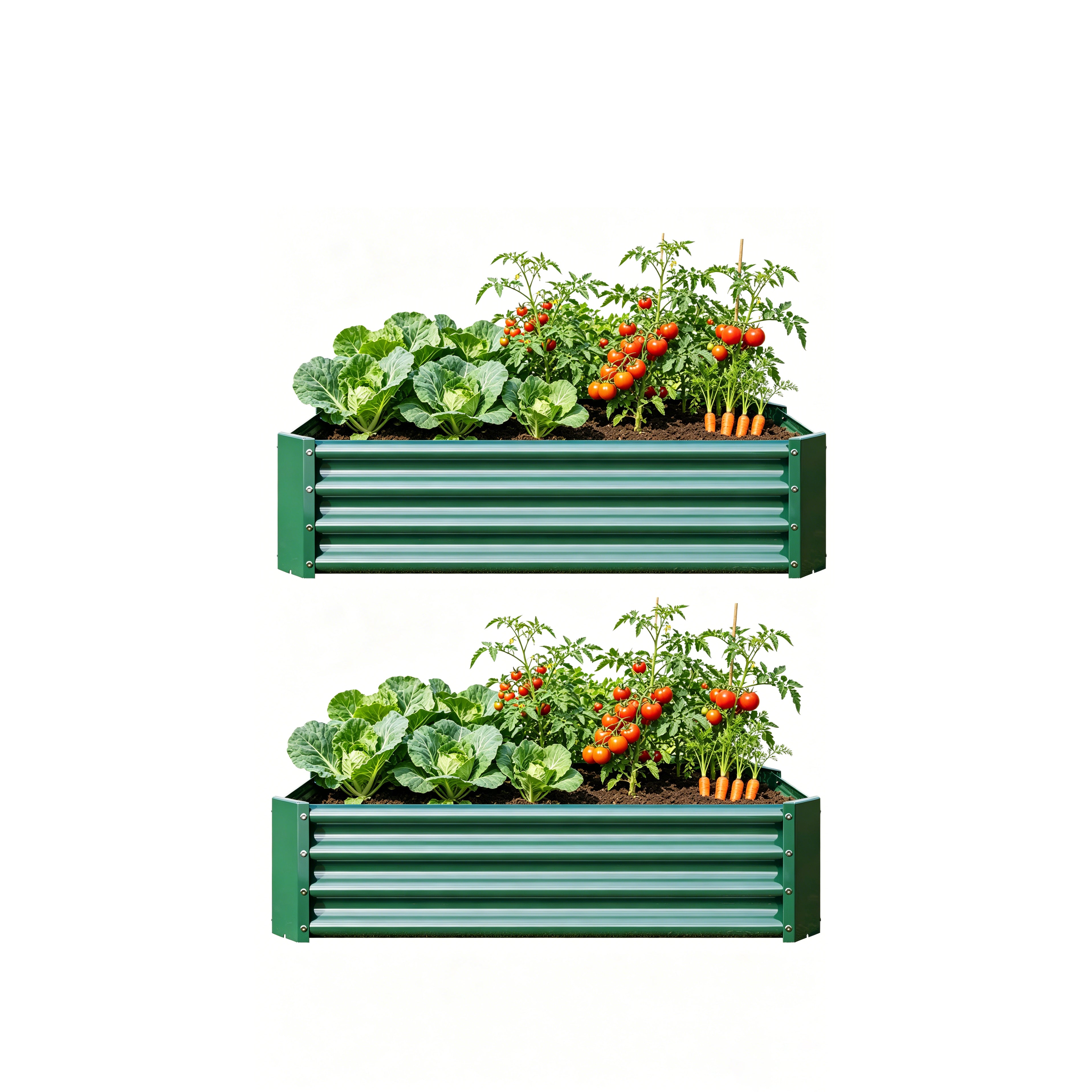 2PCS Green 4×2×1ft Metal Raised Garden Bed, Rectangle Raised Planter f