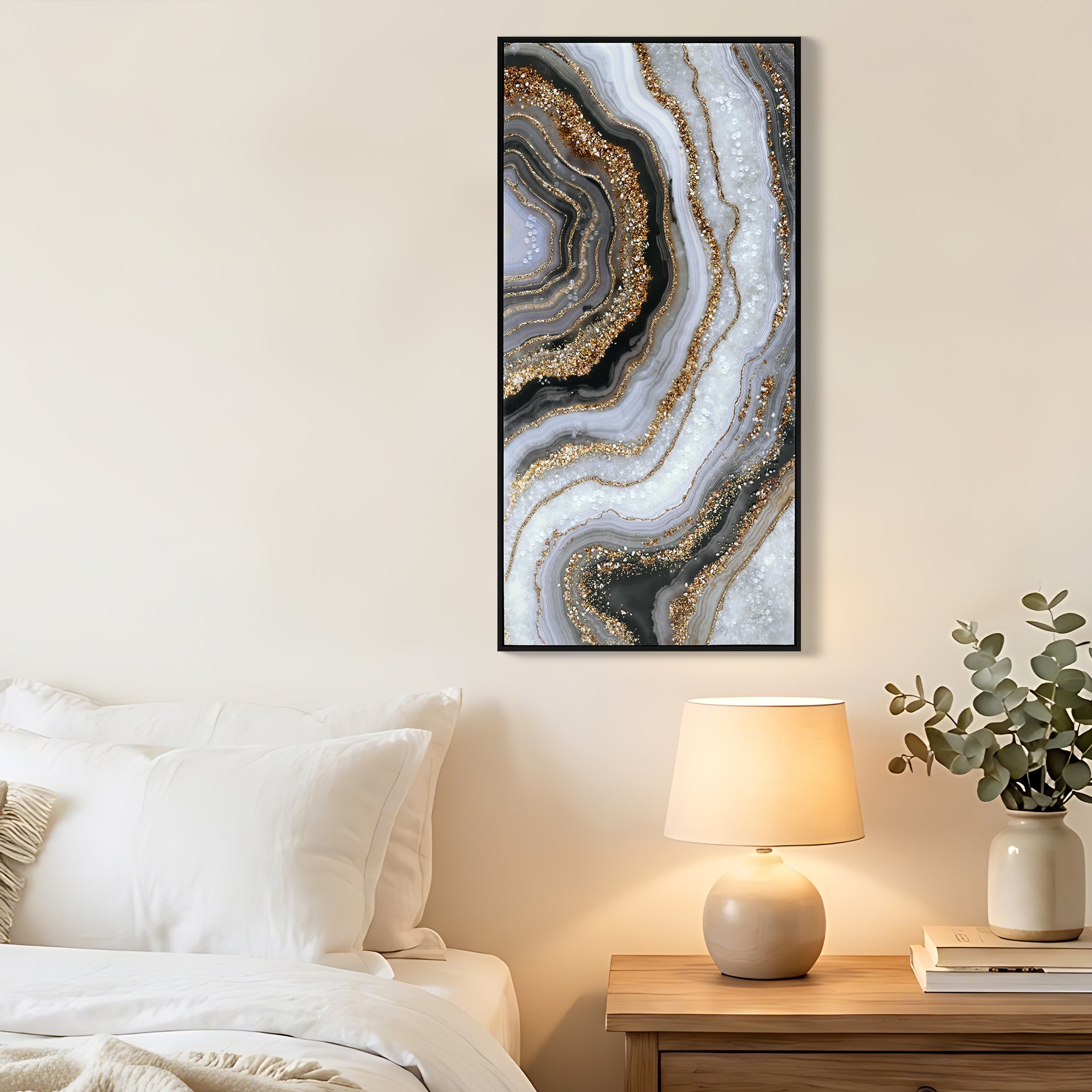 Black and Gold Abstract Canvas Art