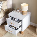 2 Drawer Nightstand, Premium Wood Storage With Elegant Fluted Design,