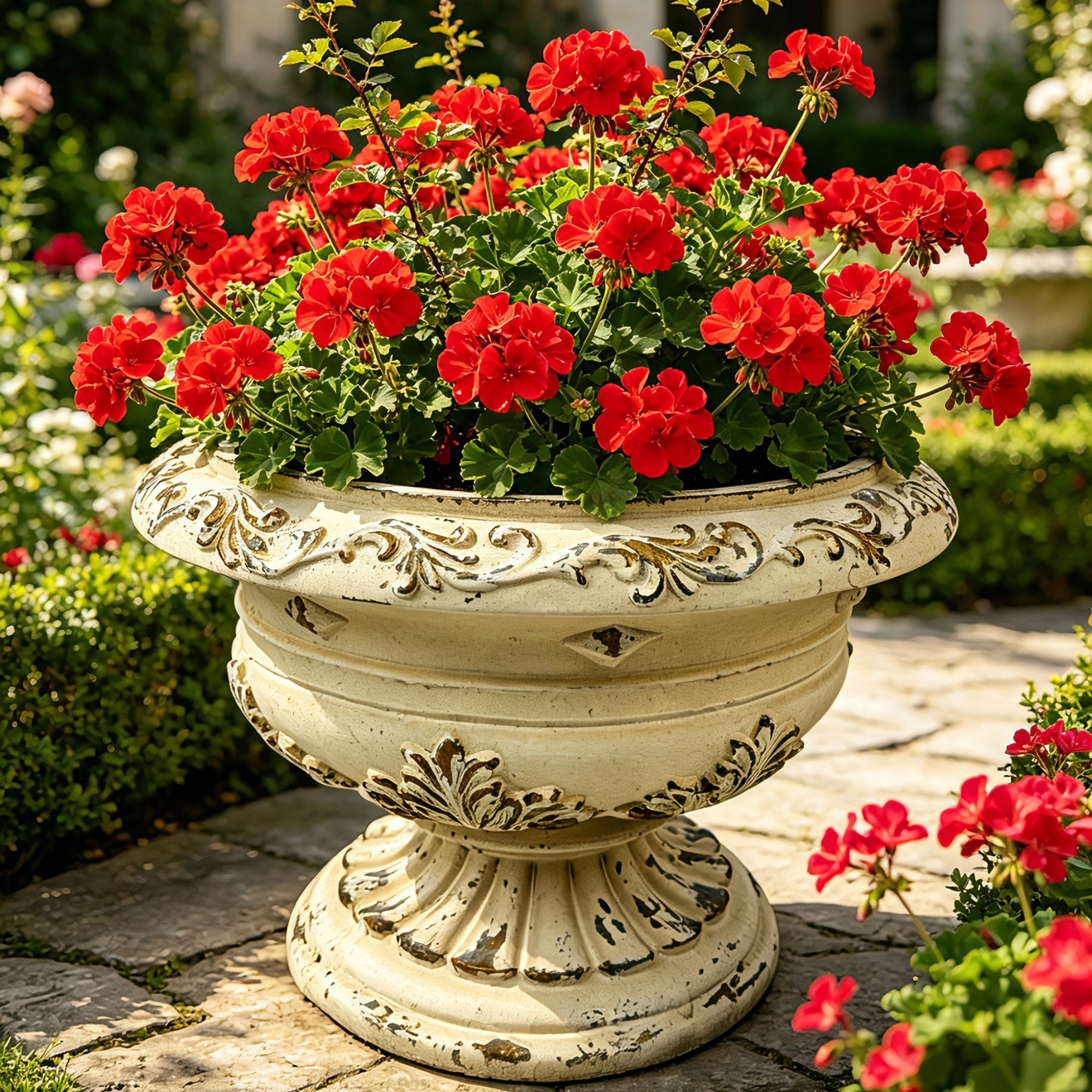 MGO Garden Planter, Garden decoration and planting,Color Antique White