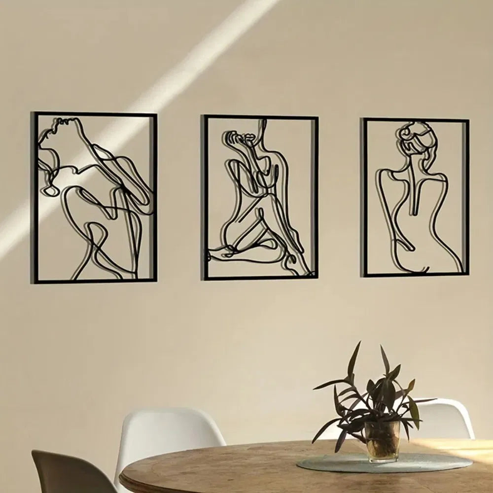 CIFbuy 3 Piece Abstract Line Art Wall Sculpture Set Modern Minimalist