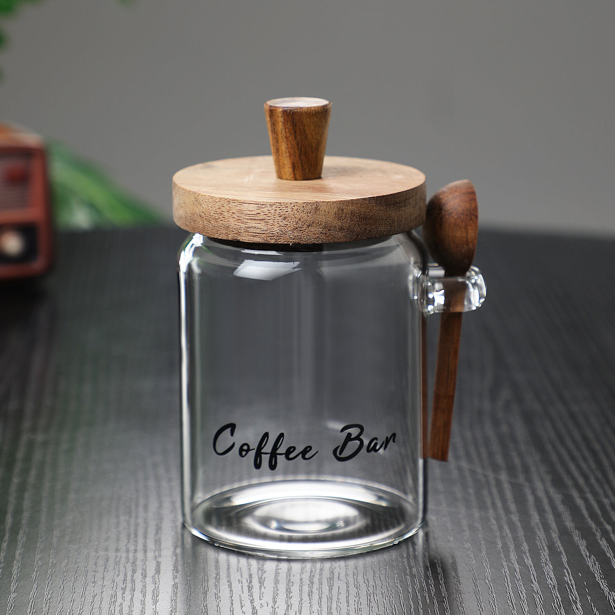 1 Pcs 18.5 OZ Glass Coffee Jars With Spoons, Candy Jars, Biscuit Jars,