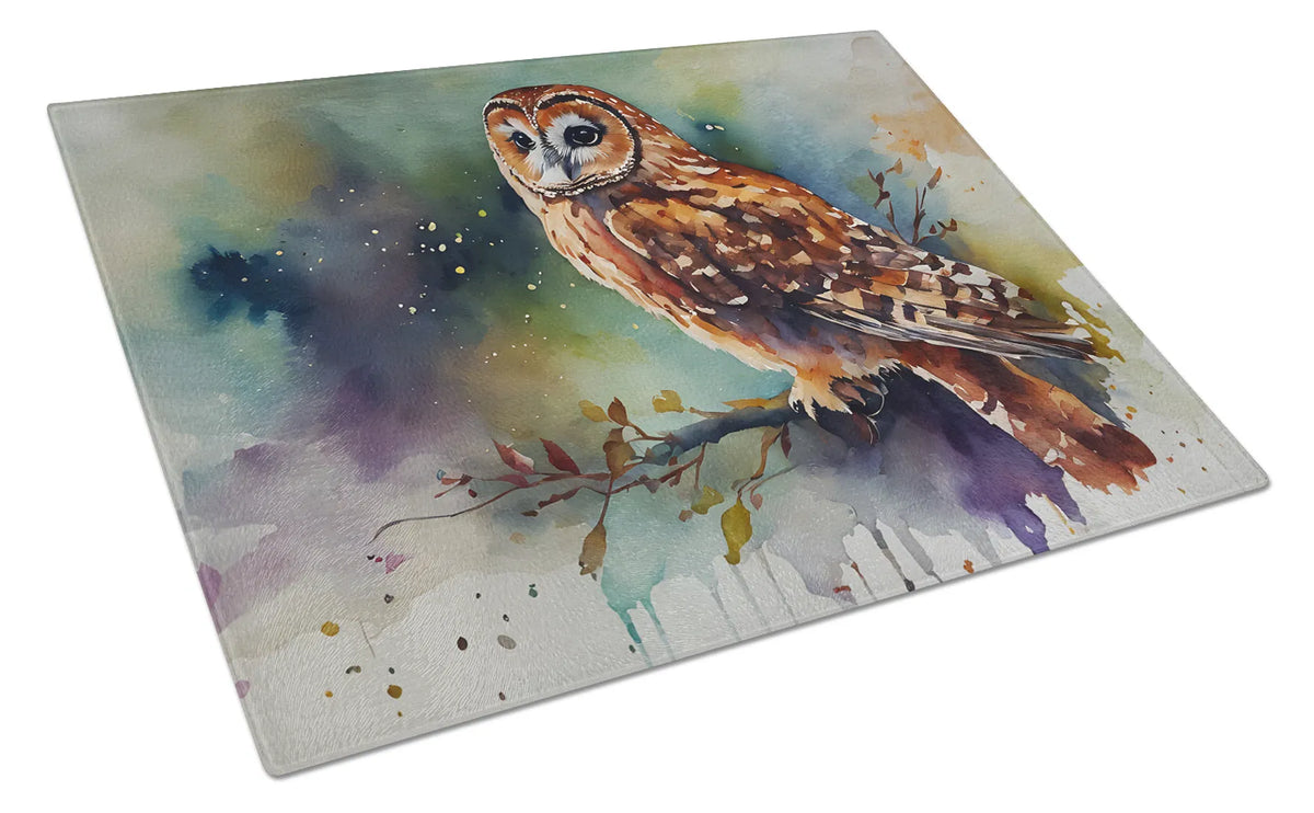 NEW Tawny Owl Glass Cutting Board Decorative Tempered Glass Kitchen Cu