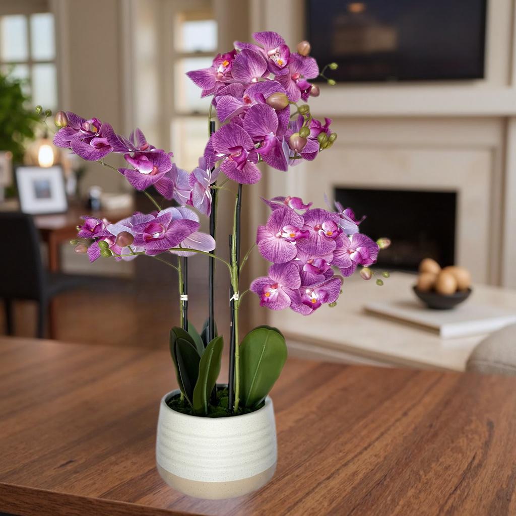 Artificial Potted Orchid Faux Orchid Arrangement With Ceramic Pot Main
