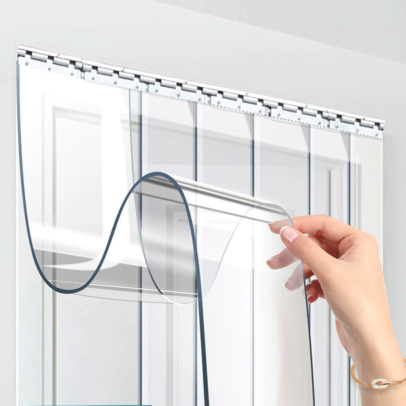 PVC Strip Door Curtain 7.87Inch Width 1.5mm Thickness 5Pcs Set Cold Ai