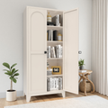 71in 2-Door Cabinet With Lock, Metal Storage Cabinet W Adjustable Shel