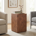 Premium Burl Walnut Veneer MDF Cube Table, Height Adjustable Multi-pur