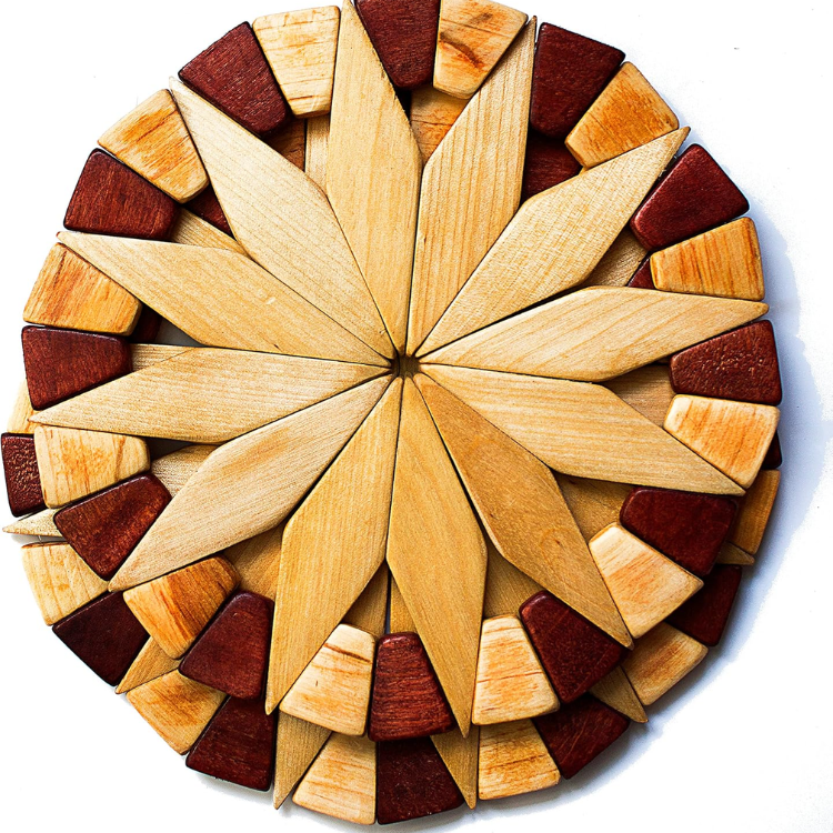 2 Piece Natural Wood Trivet Set, Heat Resistant Hot Dish Holders For T