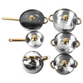 12Pcs Kitchen Pots Stainless Steel Golden Handle Smoothing Sturdy Easy