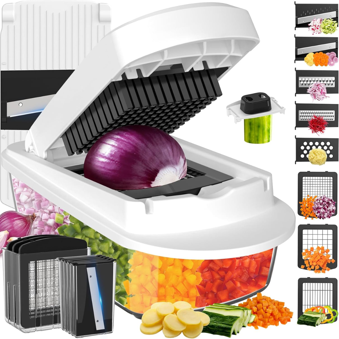 8-Blade Kitchen Chopper, Slicer & Grater Tool Set, Multi-Function Food
