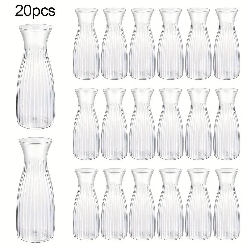 20-Piece Value Set Of Ribbed Plastic Vases Clear Design, Perfect For D