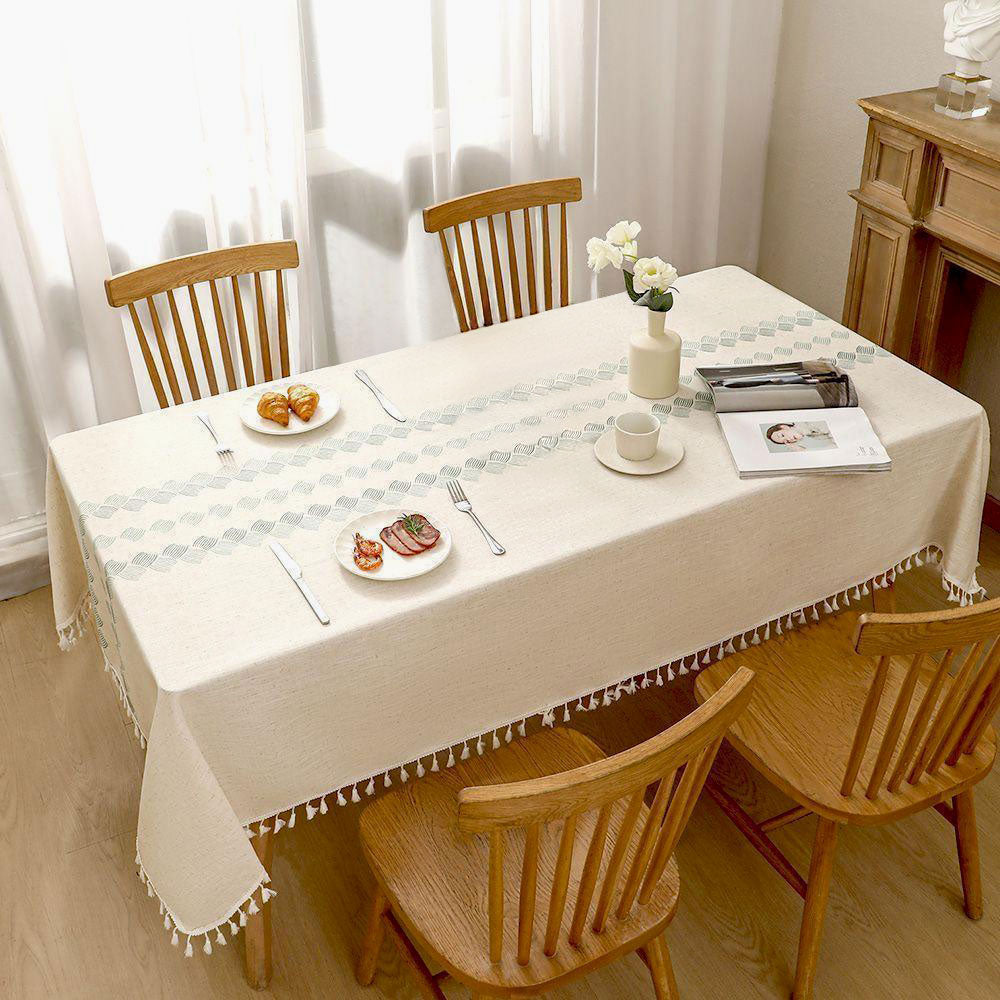 Cotton Linen Tablecloth Farmhouse Decor Waterproof Table Cover For Din