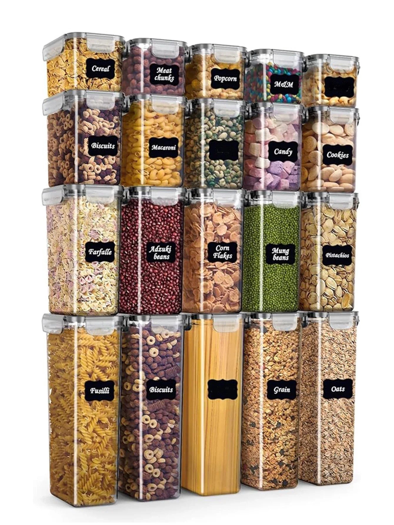 48pcs Airtight Food Storage Containers Set With Lids And Reusable Labe